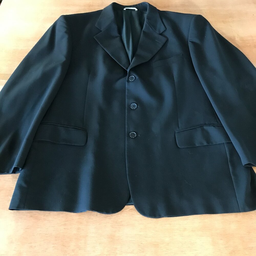 Bernini High Twist Zignone Blazer Men 44 Black Single Breast Inner Pocket Wool